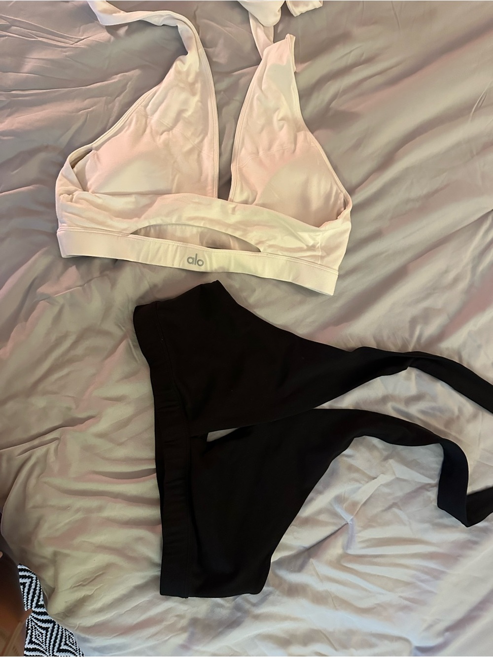 ALO Yoga White Triangle Bralette with Supportive Band (both for $30)